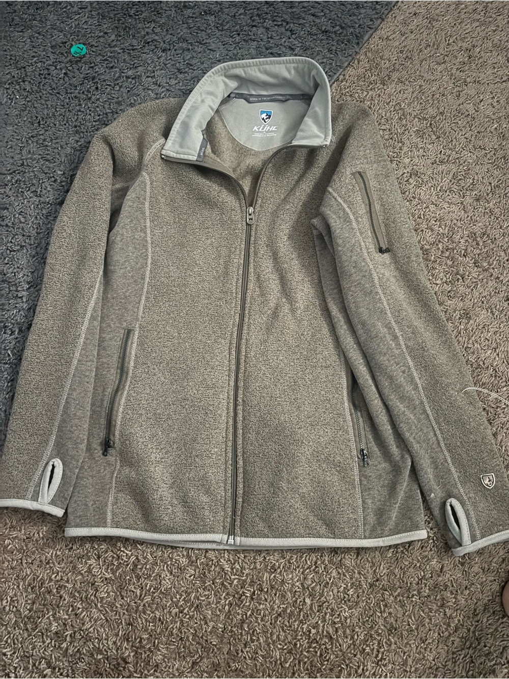 Kuhl Jacket Mens Small Brown Kashmira Alfpaca Fleece Full Zip Hiking Outdoor